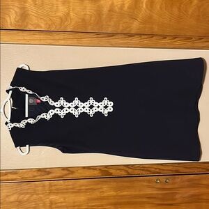 Vince Camuto Midnight Blue Dress with Ivory Accents